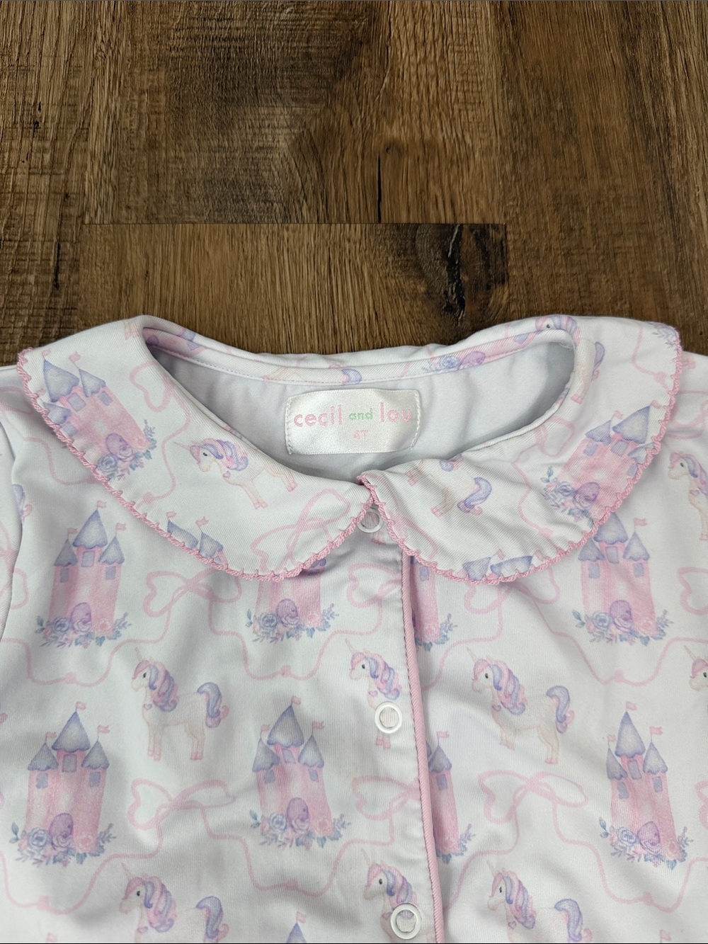 Cecil & Lou Girls 4T Princess Castle Pony Peter Pan Collar Pajama Set - Picture 2 of 9